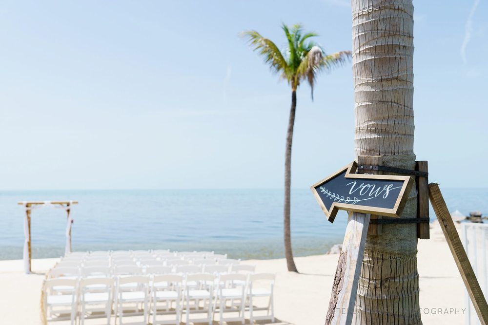 Simple, classy, beach wedding set up in key west.