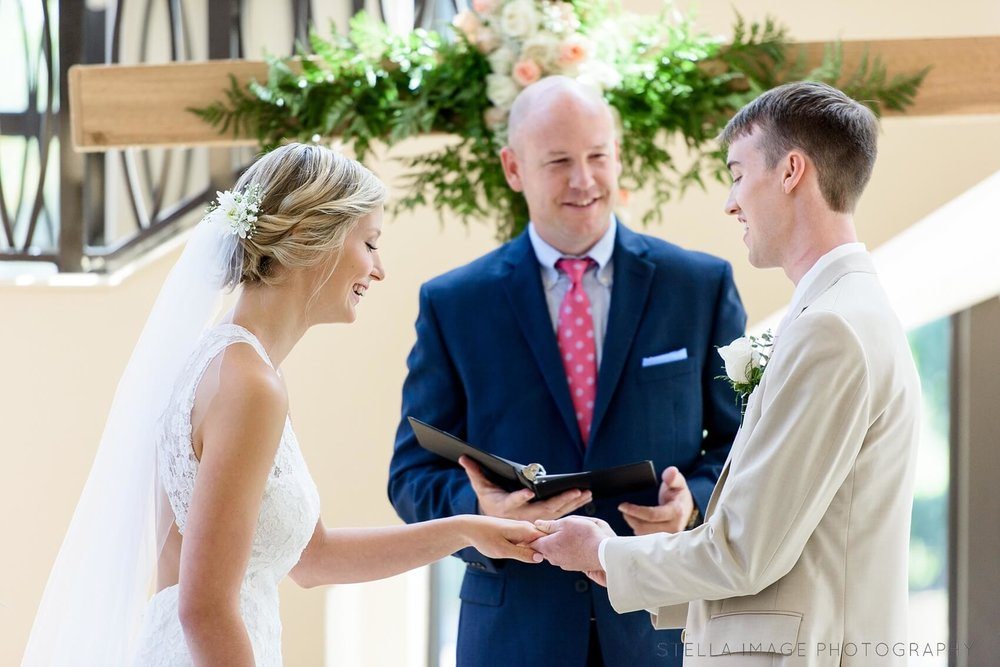 Jacob and Julia exchange rings at Family Church Gardens