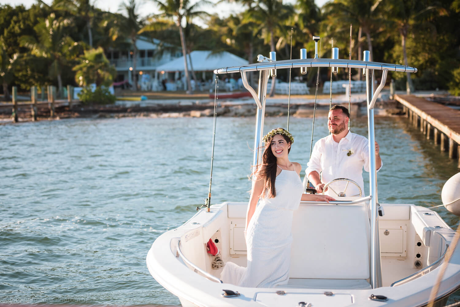 Islamorada wedding couple on boat